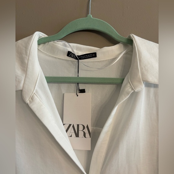 Zara Cream Button-Down Midi Dress - Picture 2 of 3